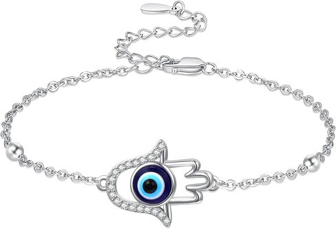 Palpitate Evil Eye Bracelets for Women S925 Sterling Silver Evil Eye Lucky Amulet Chain Bracelet Dainty Jewelry Gift for Women in Saudi Arabia