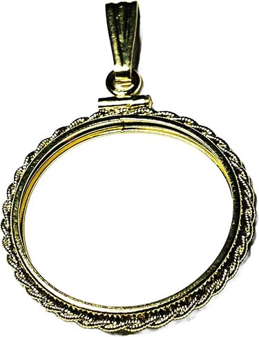 Bedrock Jewelry Gold Filled Rope Coin Holder Frame Pendant Mounting Charm Pendant DIME size 18x1.3 mm in Kuwait