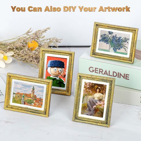Magnetic Photo Frames for Refrigerator 4 Pcs,Vintage Mini Fridge Magnets Picture Frame 3.54 x 2.75 Inch(Gold) in Saudi Arabia