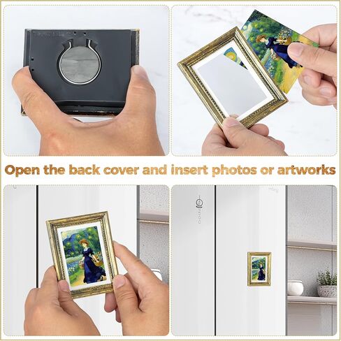 Magnetic Photo Frames for Refrigerator 4 Pcs,Vintage Mini Fridge Magnets Picture Frame 3.54 x 2.75 Inch(Gold) in Saudi Arabia