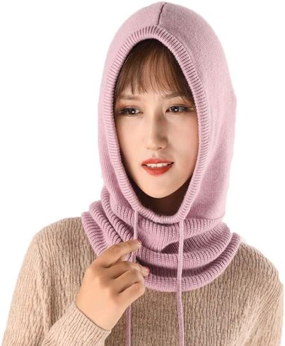 YEKEYI Women Balaclava Hood hat Winter Cashmere Knitted Beanie Hats Ski Mask Ski Cap Outdoor in Saudi Arabia
