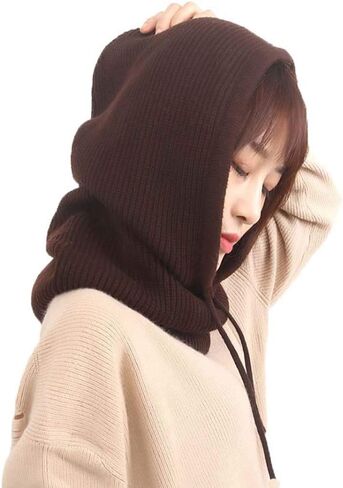YEKEYI Women Balaclava Hood hat Winter Cashmere Knitted Beanie Hats Ski Mask Ski Cap Outdoor in Saudi Arabia