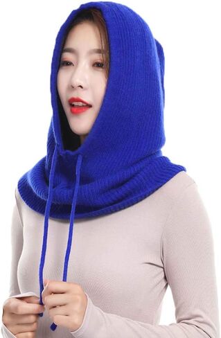 YEKEYI Women Balaclava Hood hat Winter Cashmere Knitted Beanie Hats Ski Mask Ski Cap Outdoor in Saudi Arabia