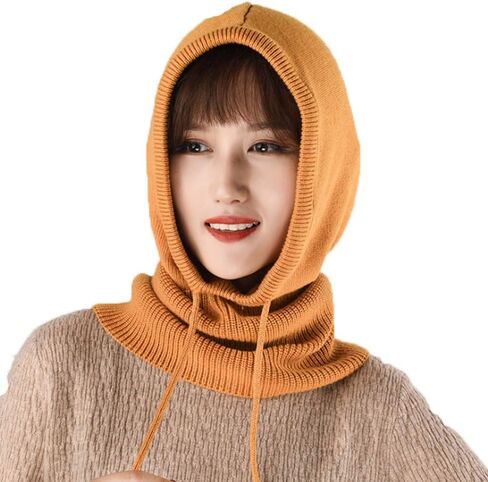 YEKEYI Women Balaclava Hood hat Winter Cashmere Knitted Beanie Hats Ski Mask Ski Cap Outdoor in Saudi Arabia