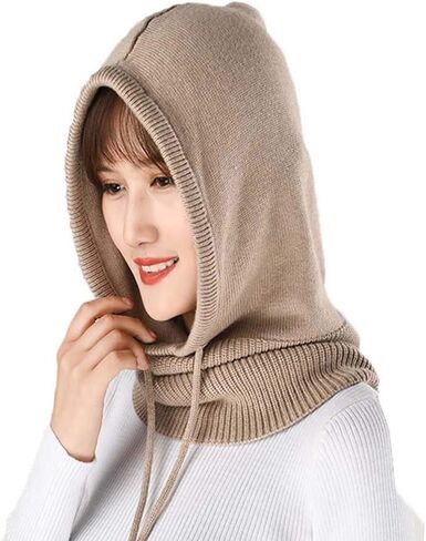 YEKEYI Women Balaclava Hood hat Winter Cashmere Knitted Beanie Hats Ski Mask Ski Cap Outdoor in Saudi Arabia