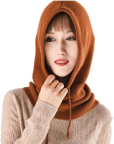 YEKEYI Women Balaclava Hood hat Winter Cashmere Knitted Beanie Hats Ski Mask Ski Cap Outdoor in Saudi Arabia
