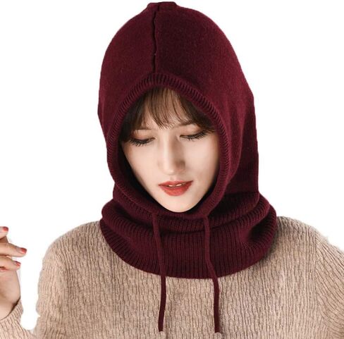 YEKEYI Women Balaclava Hood hat Winter Cashmere Knitted Beanie Hats Ski Mask Ski Cap Outdoor in Saudi Arabia