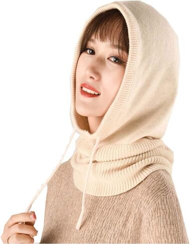 YEKEYI Women Balaclava Hood hat Winter Cashmere Knitted Beanie Hats Ski Mask Ski Cap Outdoor in Saudi Arabia