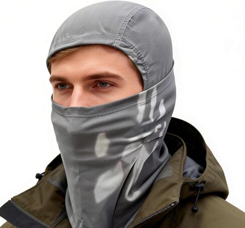 قناع تزلج بالاكلافا للرجال والنساء مع تغيير لون حساس لدرجة الحرارة - قناع وجه شتوي دافئ وخفيف الوزن مقاوم للرياح (صوف رقيق رمادي) in Kuwait