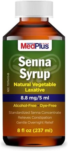 MedPlus Natural Vegetable Laxative - Senna Syrup 8.8mg/5ml - Constipation Relief - Chocolate Flavor - Compared to Senokot® Syrup - Made in USA in Saudi Arabia