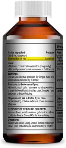 MedPlus Natural Vegetable Laxative - Senna Syrup 8.8mg/5ml - Constipation Relief - Chocolate Flavor - Compared to Senokot® Syrup - Made in USA in Saudi Arabia