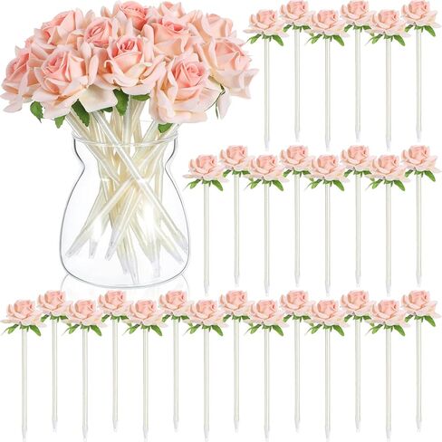 28 PCS Flower Pens Day's Mothers Rose Rose Goloral Gel Ballpoint Pen مع هدايا كرة حبر أسود 0.5 ملم لتوصيلات ديكور مكتب عيد الحب (الأزرق) in Kuwait