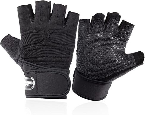 Men Women Workout Gloves Half Finger Gym Sports Fitness Gloves Non-Slip Shock Absorption Dumbbell Weightlifting Training Gloves(Red,M) in Saudi Arabia