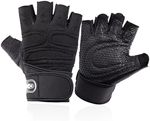 Men Women Workout Gloves Half Finger Gym Sports Fitness Gloves Non-Slip Shock Absorption Dumbbell Weightlifting Training Gloves(Red,M) in Saudi Arabia