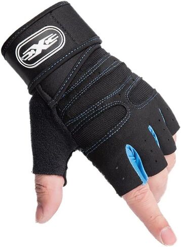 Men Women Workout Gloves Half Finger Gym Sports Fitness Gloves Non-Slip Shock Absorption Dumbbell Weightlifting Training Gloves(Red,M) in Saudi Arabia