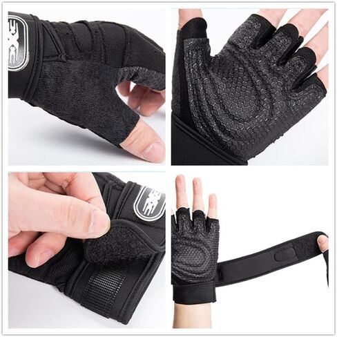 Men Women Workout Gloves Half Finger Gym Sports Fitness Gloves Non-Slip Shock Absorption Dumbbell Weightlifting Training Gloves(Red,M) in Saudi Arabia