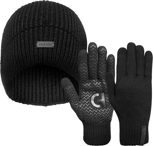 Cole Haan No-Cuff Winter Beanie Hat for Men and Touchscreen Knit Cold Weather Gloves Set in Saudi Arabia