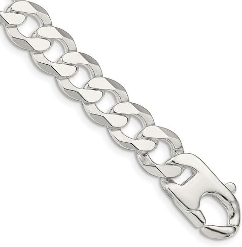 Diamond2Deal 925 Sterling Silver 13.5mm Close Link Flat Curb Bracelet 9" in Saudi Arabia
