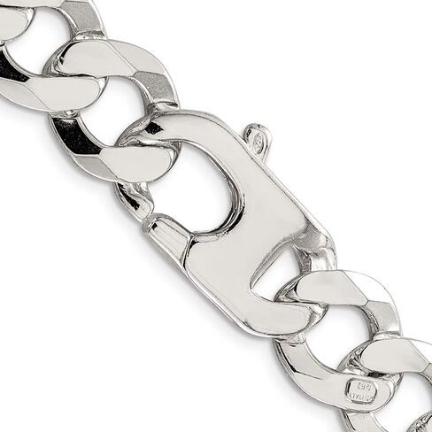 Diamond2Deal 925 Sterling Silver 13.5mm Close Link Flat Curb Bracelet 9" in Saudi Arabia