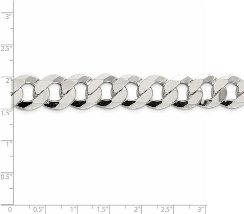 Diamond2Deal 925 Sterling Silver 13.5mm Close Link Flat Curb Bracelet 9" in Saudi Arabia