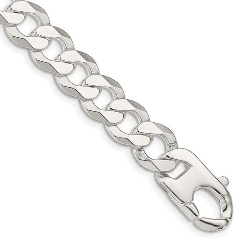 Diamond2Deal 925 Sterling Silver 13.5mm Close Link Flat Curb Bracelet 9" in Saudi Arabia