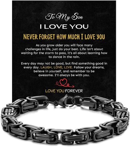 سوار To My Son من الفولاذ المقاوم للصدأ مع نقش ملهم، هدية من الأم إلى الابن لعيد الميلاد، هدية فريدة من نوعها. in Kuwait