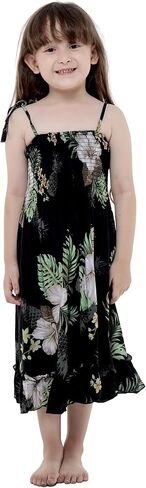 Girl Hawaiian Elastic Top Strap Dress in Pineapple Garden Black in Saudi Arabia