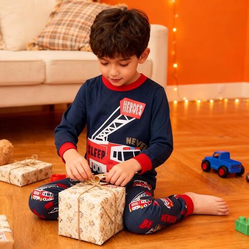 Tphon Boys Christmas Pajamas Sets 4 Pieces Kids Cotton Sleepwear Long Sleeve PJS Set for Children daily wear and Christmas in Saudi Arabia
