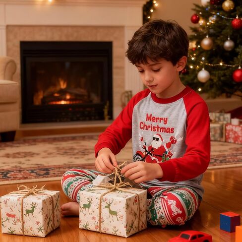 Tphon Boys Christmas Pajamas Sets 4 Pieces Kids Cotton Sleepwear Long Sleeve PJS Set for Children daily wear and Christmas in Saudi Arabia