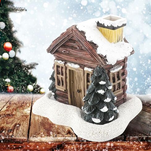Lovely Log Cabin Incense Burner, Mini Snowy Winter Chimney Cottage Ash Catcher, Yoga Accessories Meditation Accessories, Home Chimney Decorations, 20 Pcs Handmade Incense Cones in Saudi Arabia