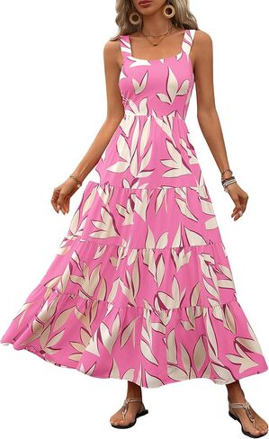 PRETTYGARDEN Women's 2026 Summer Floral Maxi Dress Sleeveless Smocked Ruffle Long Flowy Beach Vacation Boho Sundresses in Kuwait
