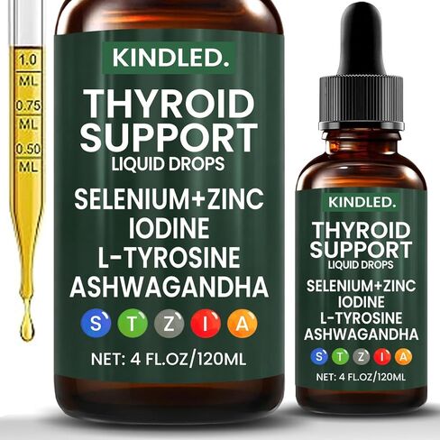 Kindled Thyroid Support Drops, Thyroid Support for Women & Men | Selenium Zinc Iodine L-Tyrosine Ashwagandha Liquid Drops, Thyroid Bloom Liquid | Body Balance & Support - 4 FL.OZ (1PCS) in Saudi Arabia