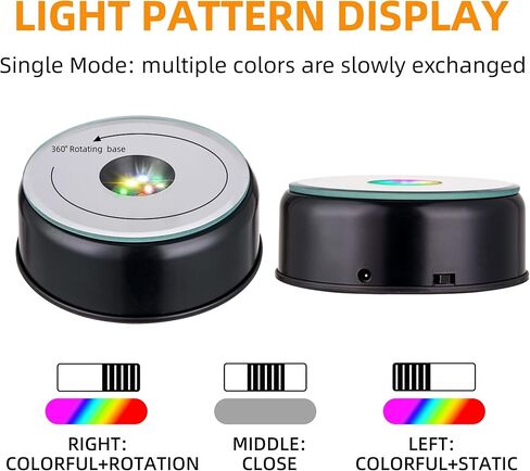 EUSTUMA قاعدة عرض LED دوارة بإضاءة ملونة وقاعدة عرض كريستالية، حامل مضاء متغير اللون LED صغير لفن الكريستال الزجاجي ثلاثي الأبعاد، ديكور حفلات العطلات. (ب-أسود-متعدد الألوان) in Kuwait