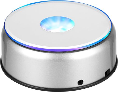 EUSTUMA قاعدة عرض LED دوارة بإضاءة ملونة وقاعدة عرض كريستالية، حامل مضاء متغير اللون LED صغير لفن الكريستال الزجاجي ثلاثي الأبعاد، ديكور حفلات العطلات. (ب-أسود-متعدد الألوان) in Kuwait