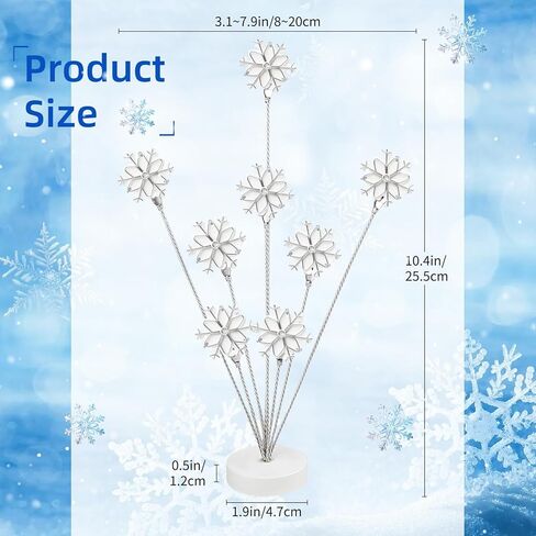 8-Branch Photo Tree Holder with Clips,Family Money Tree Picture Frame Stand,White Snowflake Gift Card Holder for Christmas,Cards, Notes, Memos,Wedding Photos, Office Desk and Home Decor in Saudi Arabia