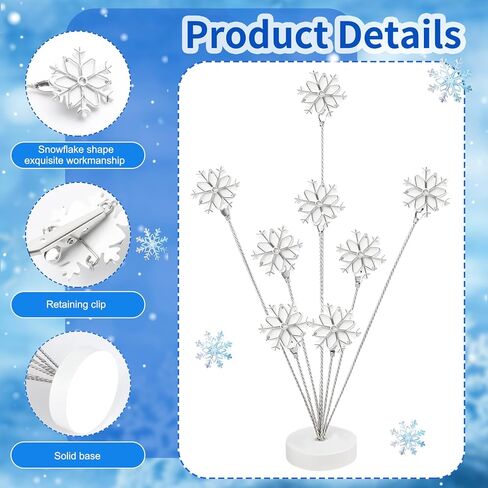 8-Branch Photo Tree Holder with Clips,Family Money Tree Picture Frame Stand,White Snowflake Gift Card Holder for Christmas,Cards, Notes, Memos,Wedding Photos, Office Desk and Home Decor in Saudi Arabia