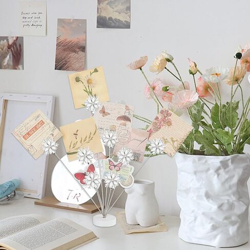8-Branch Photo Tree Holder with Clips,Family Money Tree Picture Frame Stand,White Snowflake Gift Card Holder for Christmas,Cards, Notes, Memos,Wedding Photos, Office Desk and Home Decor in Saudi Arabia