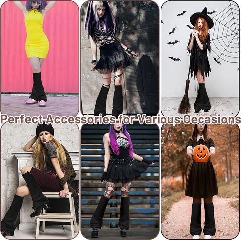 Leg Warmers Y2K Harajuku Knit Flared Leg Warmers for Women Girls Legwarmers Cute Lolita Gyaru Goth Accessories in Saudi Arabia