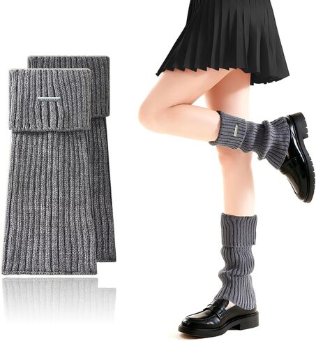 Leg Warmers with Metal Accent for Women,Leg Warmer 80s Women Fluffy for Boots Winter,Ribbed Calf Warmer Socks in Saudi Arabia