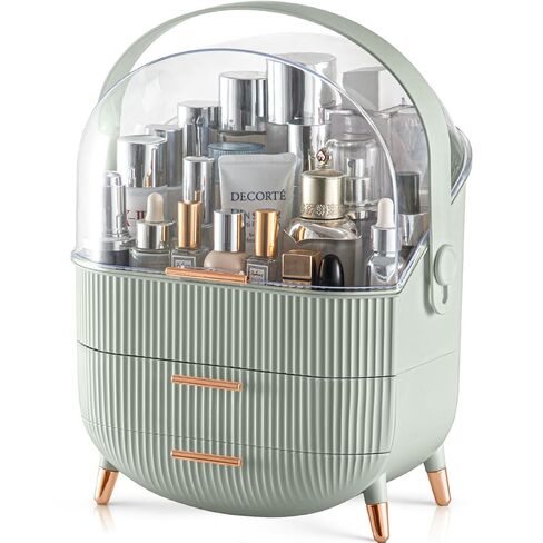 CANITORON Makeup Organizer,Skincare Organizer with 2 Drawers and Transparent Cover,Cosmetic Display Case for Vanity Organizer and Bathroom Countertop Storage.(Sage Green) in Saudi Arabia