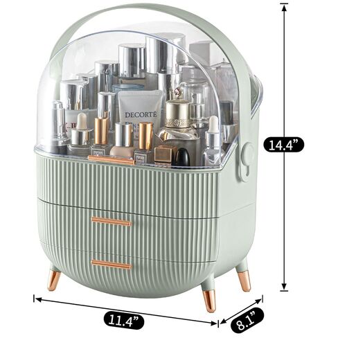 CANITORON Makeup Organizer,Skincare Organizer with 2 Drawers and Transparent Cover,Cosmetic Display Case for Vanity Organizer and Bathroom Countertop Storage.(Sage Green) in Saudi Arabia