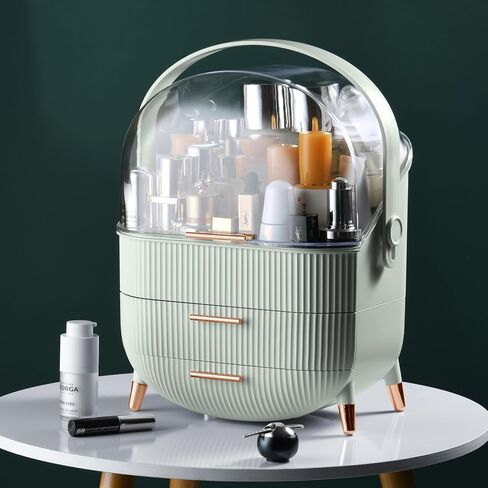 CANITORON Makeup Organizer,Skincare Organizer with 2 Drawers and Transparent Cover,Cosmetic Display Case for Vanity Organizer and Bathroom Countertop Storage.(Sage Green) in Saudi Arabia