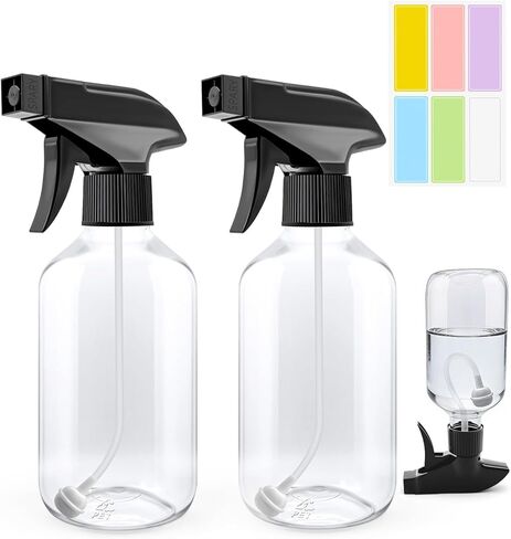 10oz/300ml 360° Spray Bottles (2-Pack) Clear Plastic Small Spray Bottles, Spray at Any Angle to Reach Hard-to-Reach Corners. Ideal for Cleaning, Plants, Gardening, Pets, and Hair in Saudi Arabia