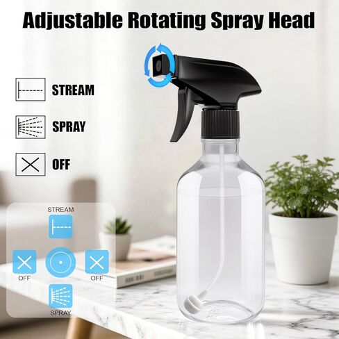 10oz/300ml 360° Spray Bottles (2-Pack) Clear Plastic Small Spray Bottles, Spray at Any Angle to Reach Hard-to-Reach Corners. Ideal for Cleaning, Plants, Gardening, Pets, and Hair in Saudi Arabia