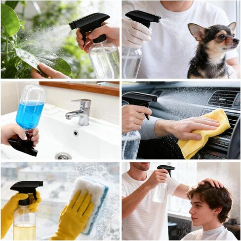 10oz/300ml 360° Spray Bottles (2-Pack) Clear Plastic Small Spray Bottles, Spray at Any Angle to Reach Hard-to-Reach Corners. Ideal for Cleaning, Plants, Gardening, Pets, and Hair in Saudi Arabia