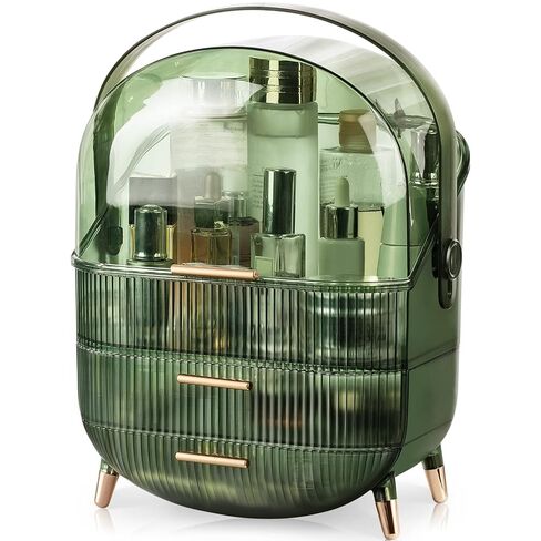 CANITORON Makeup Organizer,Skincare Organizer with 2 Drawers and Transparent Cover,Cosmetic Display Case for Vanity Organizer and Bathroom Countertop Storage.(Sage Green) in Saudi Arabia