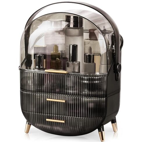 CANITORON Makeup Organizer,Skincare Organizer with 2 Drawers and Transparent Cover,Cosmetic Display Case for Vanity Organizer and Bathroom Countertop Storage.(Sage Green) in Saudi Arabia
