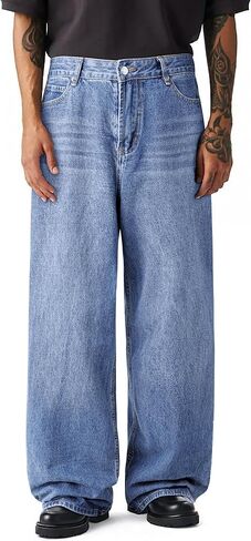 JMIERR Mens Baggy Jeans Streetwear Relaxed Fit Wide-Leg Denim Pants Y2k 2000s Vintage Skateboard Jeans in Saudi Arabia