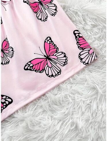Women’s Pajama Shorts, Plus Size 3-Piece Butterfly Print Sleep Shorts, Casual Loungewear with Adjustable Waistband in Saudi Arabia