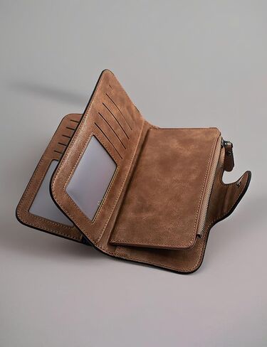 محفظة نسائية ذات لون سادة ذات سعة كبيرة، تصميم بفتحات متعددة للبطاقات لسهولة التنظيم، مثالية للاستخدام اليومي والسفر in Saudi Arabia